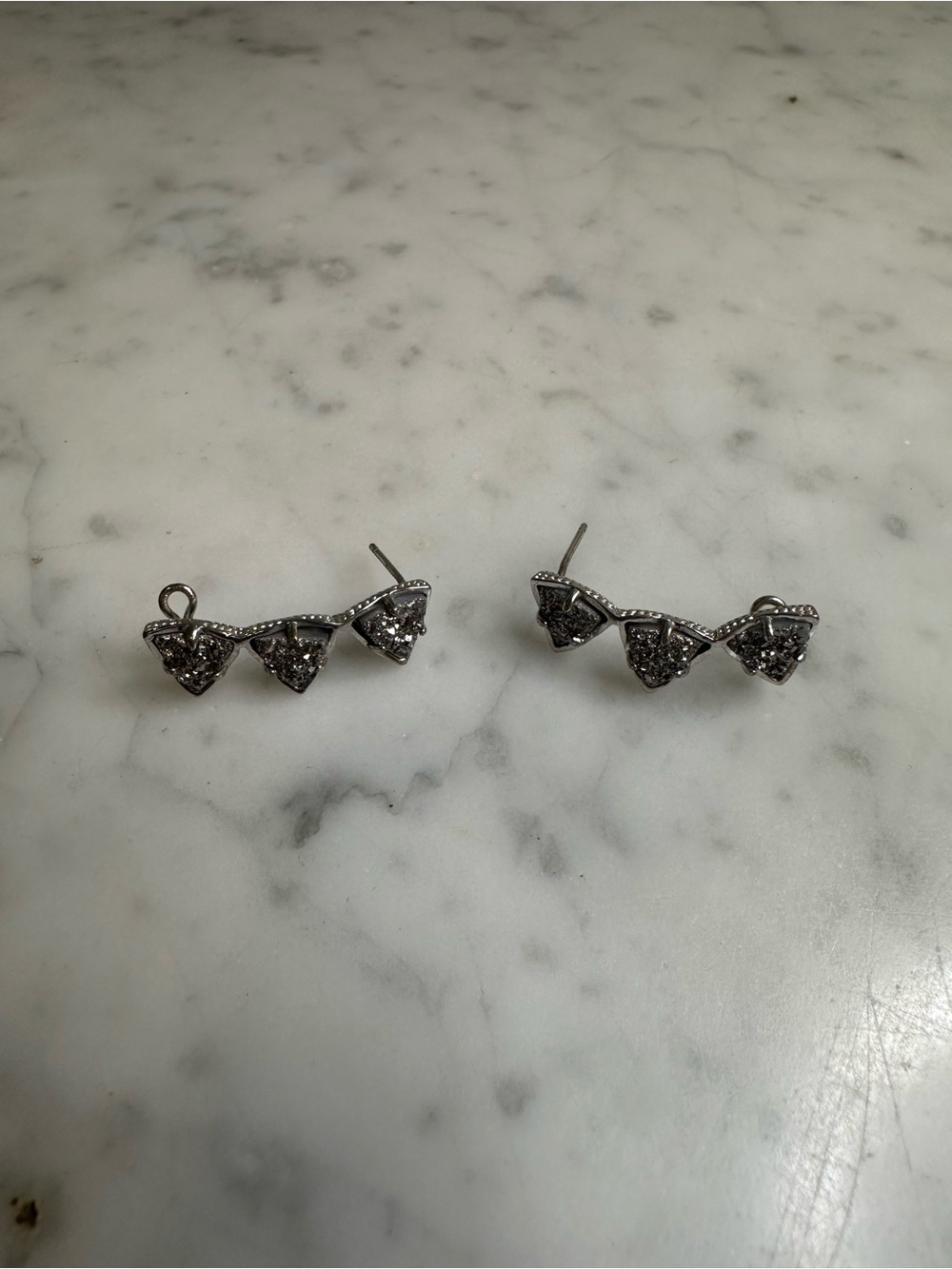 Kendra Scott Silver Tone Triple Druzy Ear Climber Earrings